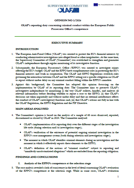 Executive summary - Opinion No 3/2026